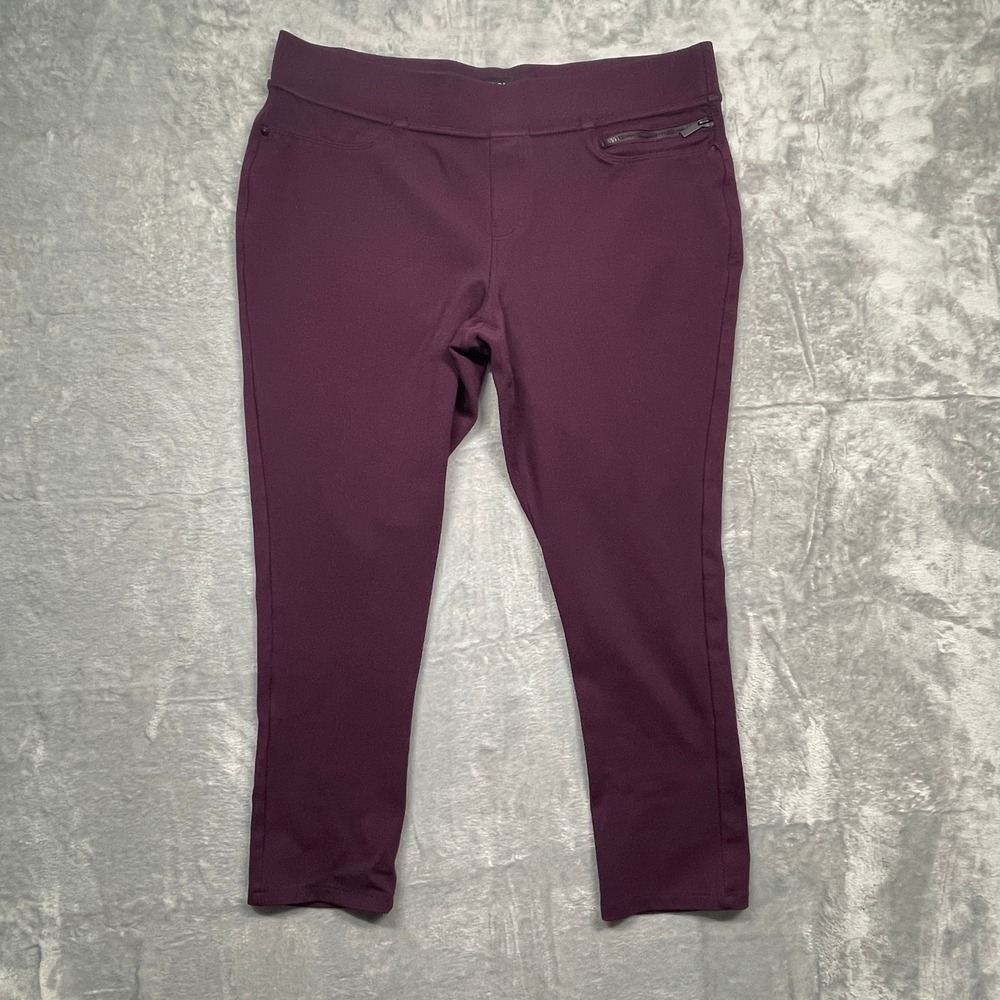 DKNY Jeans Leggings Women Large Purple Pull‎ On Cropped Zipper Detail